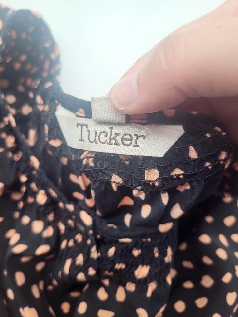 Tucker Classic Dress in Silk Crepe de Chine Ebony Dot Black SZ M - Picture 3 of 8